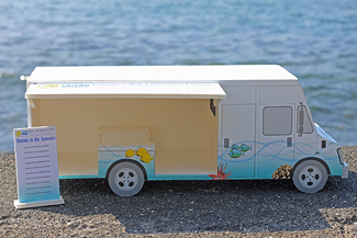 A three-dimensional model of the new mobile education unit that Kahalu‘u Bay Education Center hopes to purchase to replace its current, aging van.